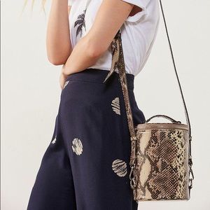 NWOT: Faux Snakeskin Cylinder Bag